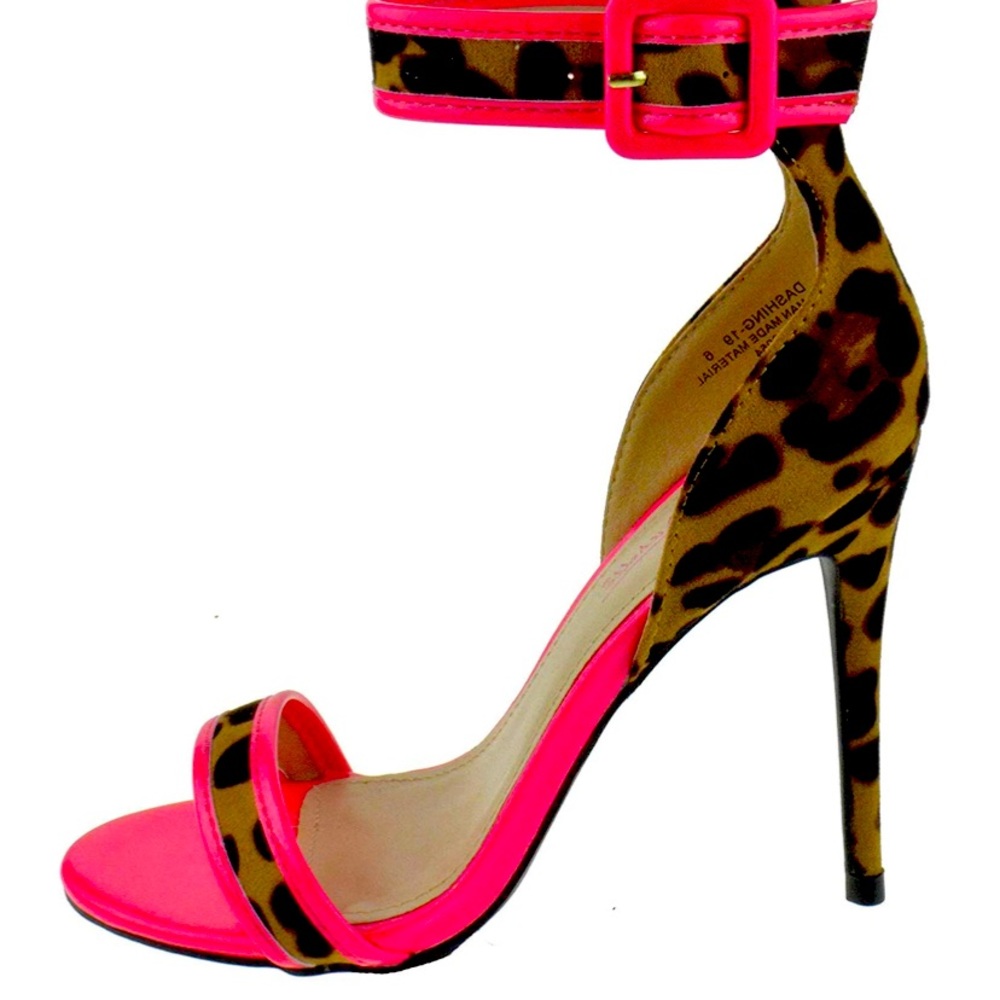 Pink and Leopard sexy strap heels size 9 (sold)